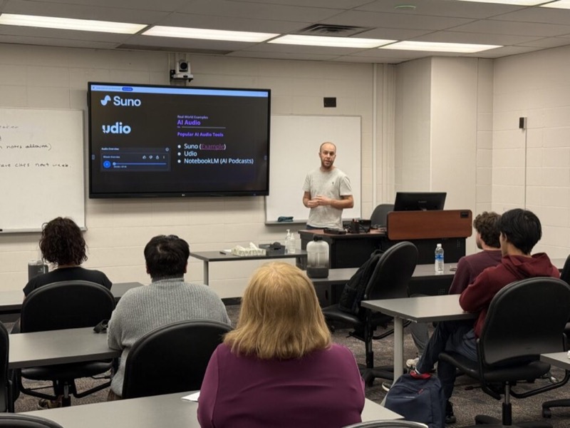 Ryan Doser speaking about AI marketing at DMACC